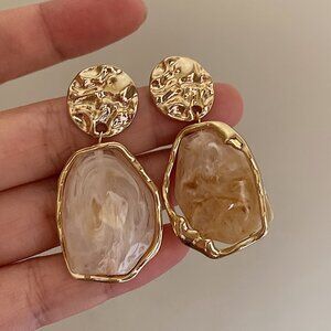 Irregular Geometric Shape Resinous Dangle Earrings Bohemian Style